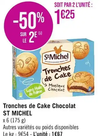 Géant Casino ST MICHEL Tronches de Cake Chocolat offre