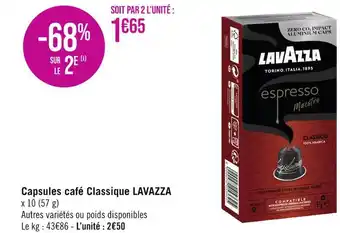 Géant Casino LAVAZZA Capsules café Classique offre