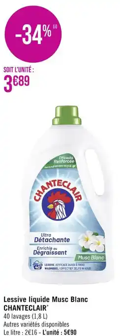 Géant Casino CHANTECLAIR Lessive liquide Musc Blanc offre