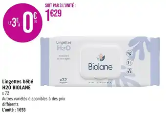 Géant Casino BIOLANE Lingettes bébé H2O offre