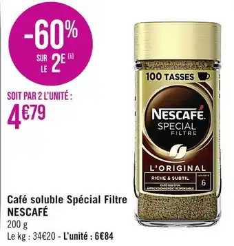 Casino Supermarchés NESCAFÉ Café soluble Spécial Filtre offre