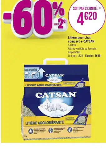 Casino Supermarchés CATSAN Litière pour chat compact + offre