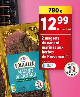 Lidl 2 magrets de canard marinés aux herbes de provence offre