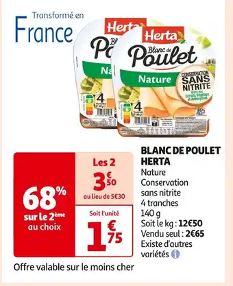 Auchan Supermarché HERTA BLANC DE POULET offre