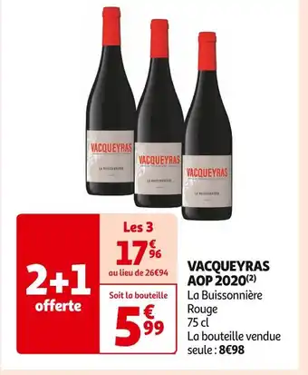 Auchan Supermarché La Buissonnière VACQUEYRAS AOP 2020 offre