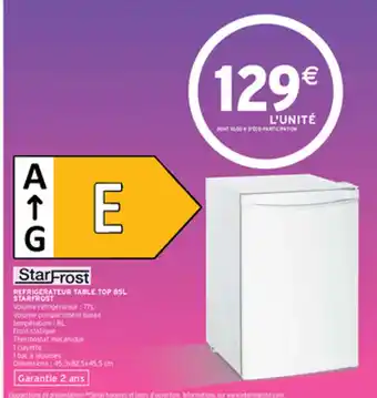 Intermarché REFRIGERATEUR TABLE TOP 85L STARFROST offre