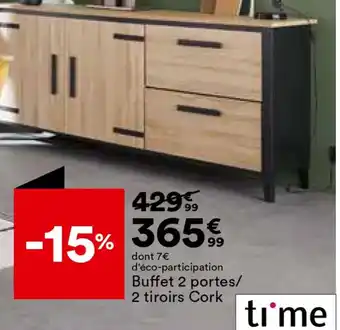 BUT Buffet 2 portes/ 2 tiroirs Cork offre