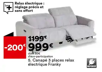 BUT Canapé 3 places relax électrique Franky offre