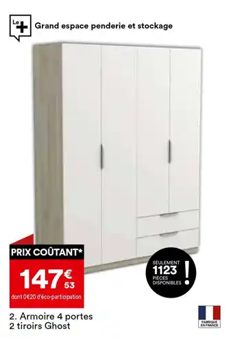 BUT Armoire 4 portes 2 tiroirs Ghost offre