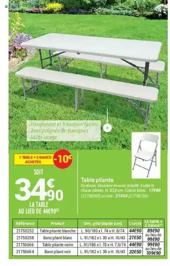 Bricorama Table Pliante offre