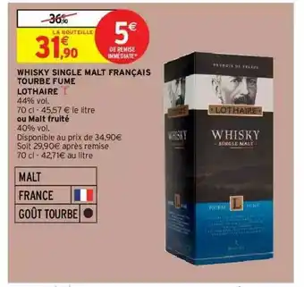 Whisky Single Malt Français Tourbe Fumé Lothaire