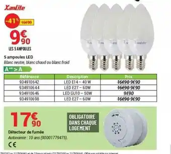 Bricorama 5 Ampoules Led Xanlite offre
