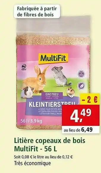 Maxi Zoo Litière Copeaux De Bois MultiFit - 56 L offre
