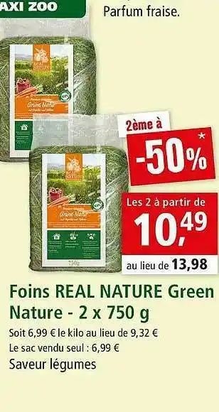 Maxi Zoo Foins Real Nature Green Nature - 2 X 750 G offre