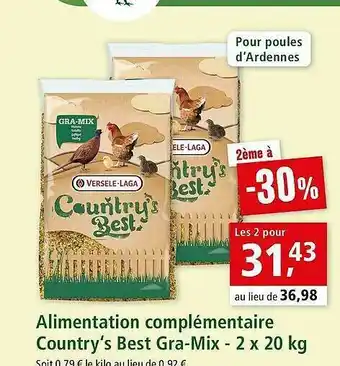 Maxi Zoo Alimentation Complémentaire Country's Best Gra-mix - 2 X 20 Kg offre