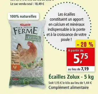 Maxi Zoo écailles Zolux - 5 Kg offre