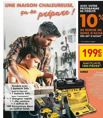 Weldom Perceuse à Percussion Sans Fil Xr18 Dewalt offre