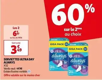 Auchan Supermarché Always - serviettes ultra day offre