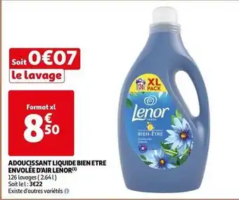 Auchan Lenor - adoucissant liquide bien etre envolée d'air offre