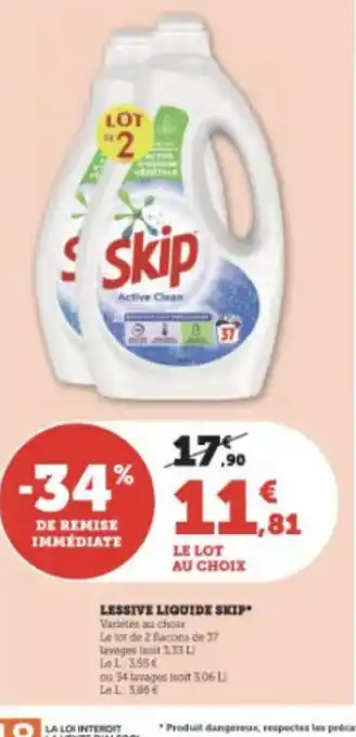 Super U Lessive liquide skip offre