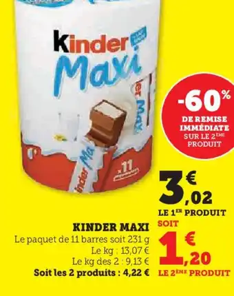 Super U KINDER MAXI SOIT offre