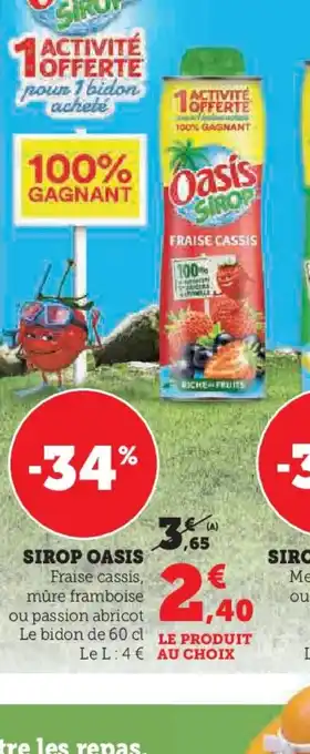 Super U SIROP OASIS offre