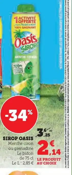 Super U SIROP OASIS offre