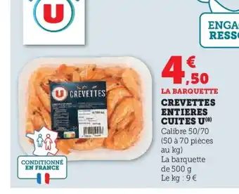 Super U CREVETTES ENTIERES CUITES U offre