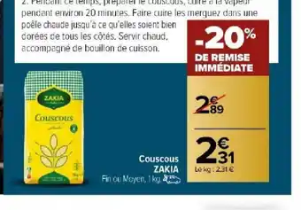 Carrefour Market Couscous ZAKIA offre