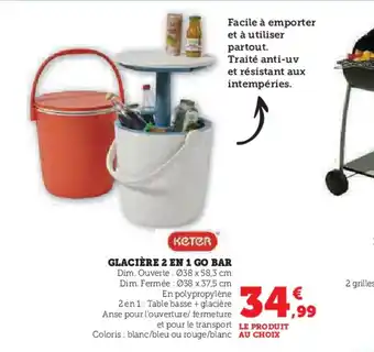 Hyper U GLACIÈRE 2 EN 1 GO BAR offre