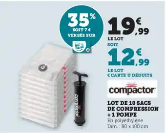 Hyper U LOT DE 10 SACS DE COMPRESSION +1 POMPE offre