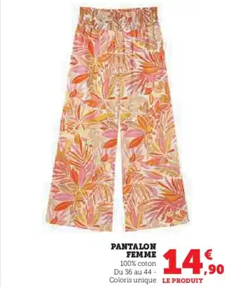 Hyper U PANTALON FEMME 100% coton offre