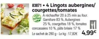 Thiriet 4 Lingots aubergines/cougettes/tomates offre