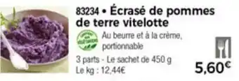 Écrasé de pommes de terre vitelotte
