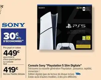 Carrefour Sony - console playstation 5 slim digitale offre