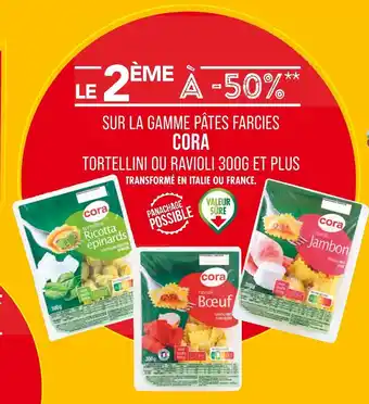 Match CORA LE 2ÈME À -50% SUR LA GAMME PÂTES FARCIES CORA TORTELLINI OU RAVIOLI 300G ET PLUS offre