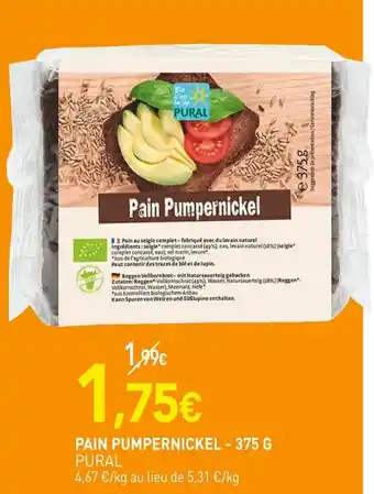 naturéO PURAL PAIN PUMPERNICKEL offre