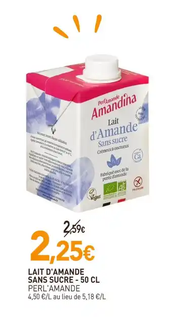 naturéO PERL'AMANDE LAIT D'AMANDE SANS SUCRE offre