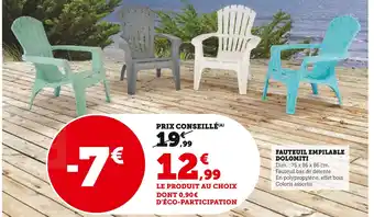 Super U FAUTEUIL EMPILABLE DOLOMITI offre
