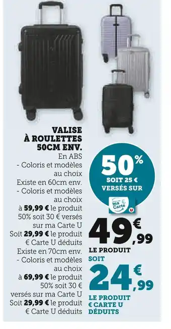 Super U VALISE À ROULETTES 50CM ENV offre