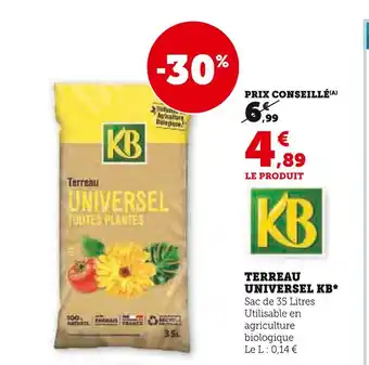 Super U KB TERREAU UNIVERSEL offre