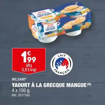 ALDI MILSANI YAOURT À LA GRECQUE MANGUE offre
