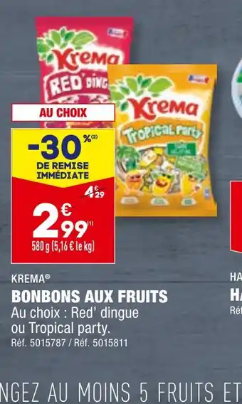 ALDI KREMA BONBONS AUX FRUITS offre