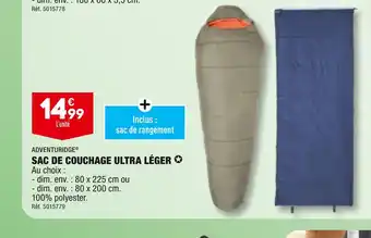ALDI ADVENTURIDGE SAC DE COUCHAGE ULTRA LÉGER offre