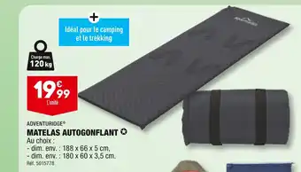 ALDI ADVENTURIDGE MATELAS AUTOGONFLANT offre