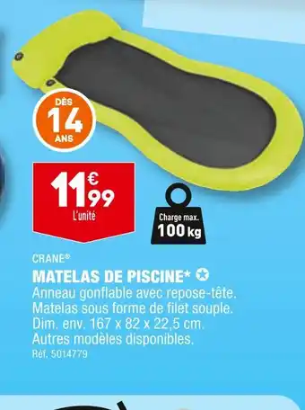 ALDI CRANE MATELAS DE PISCINE offre