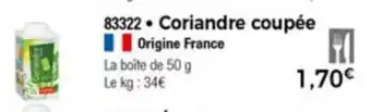 Thiriet Coriandre coupée offre