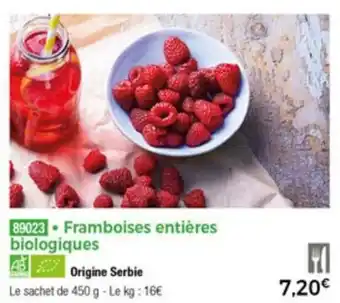 Framboises entières biologiques