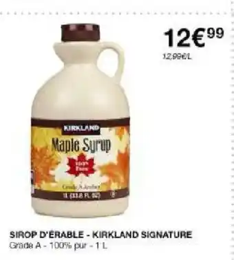 Costco SIROP D'ERABLE - KIRKLAND SIGNATURE offre