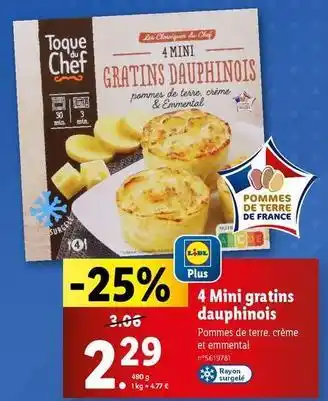 Lidl Toque du chef - 4 mini gratins dauphinois offre